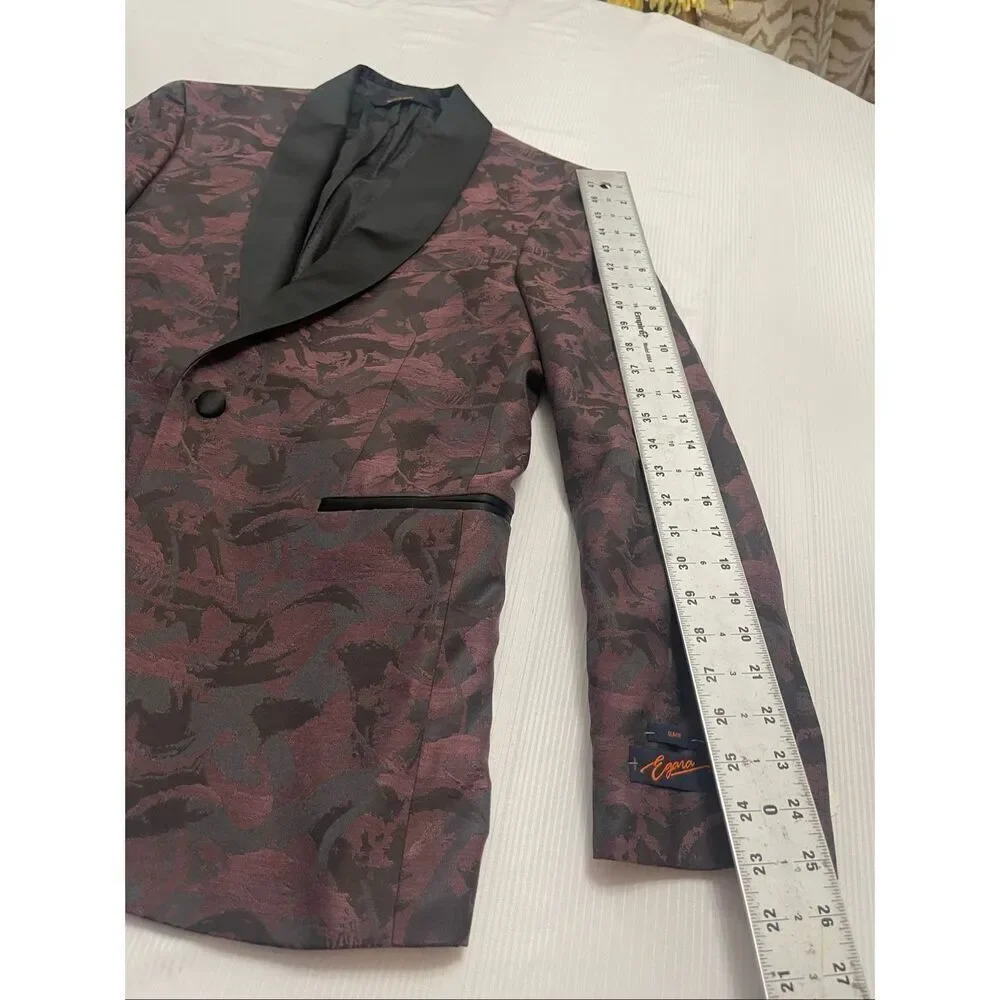 NWT Egara Men’s Black Plum Slim Fit Tuxedo Blazer Size 42R New